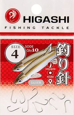 Набор крючков рыболовных Higashi Sode ringed #4 Silver / 04076