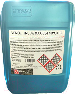 Моторное масло Venol Truck Max CJ4 10W30 E6 CJ-4/CI-4 E6/E9 / 266020VE (20л)