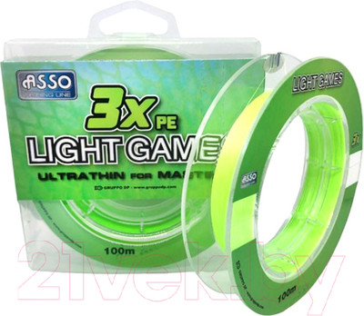 Леска плетеная Asso Light Games 3x Pe 0.06мм (100м)