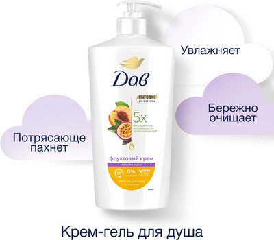 Гель для душа Dove Маракуйя и персик (610мл)