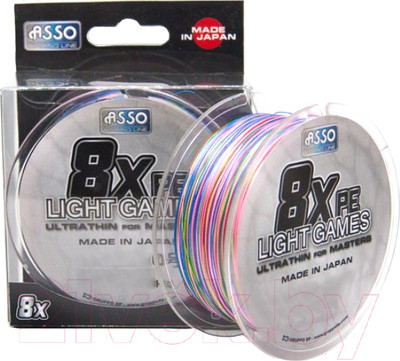 Леска плетеная Asso Light Games 8x Pe 0.330мм (150м, разноцветный)