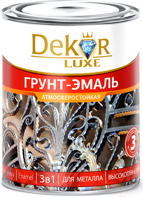 Грунт-эмаль Dekor 3 в 1 алкидная (1.9кг, графит)