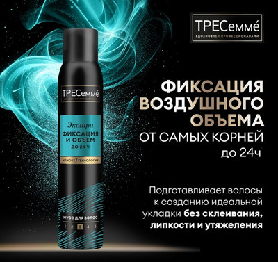 Мусс для укладки волос Tresemme Beauty-Full Volume экстра фиксация (200мл)