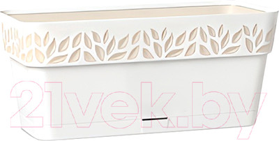 Вазон Stefanplast С системой автополива / 94370 (белый/травертин)