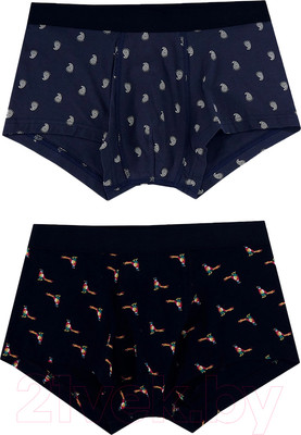 Комплект мужских трусов Mark Formelle 411188-2 (р.98-108, птицы на черном/орнамент на морском)