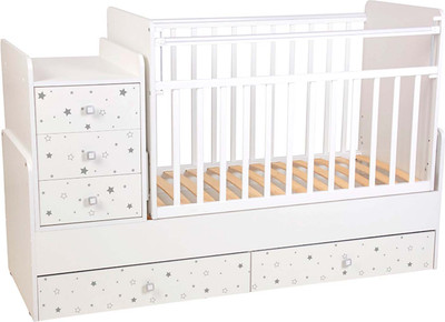 Детская кровать-трансформер Фея 1100 Звездное сияние / 0001033.9.18 (белый)