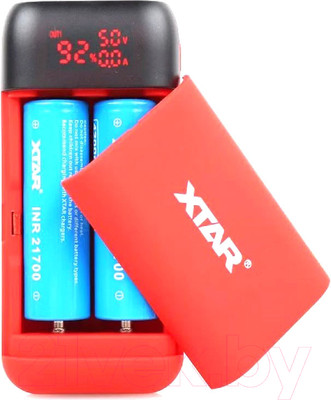 Зарядное устройство для аккумуляторов XTAR PB2S-Red с USB кабелем
