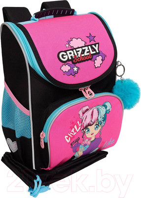 Школьный рюкзак Grizzly RAm-484-6 (черный/розовый)