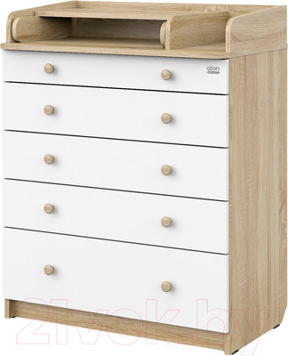 Комод пеленальный Атон Leo 805 С органайзером С шариковыми направляющими (дуб сонома/белый)