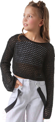 Джемпер детский Amarobaby Lattice / AB-OD24-LA26/09-140 (черный, р.140)