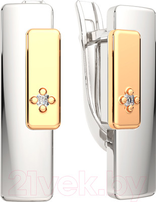 Серьги из серебра ZORKA 03D0050.G14K (с золотой вставкой и бриллиантами)