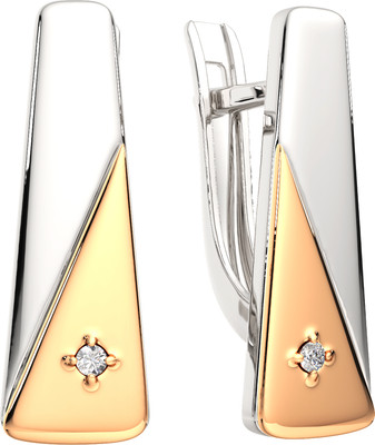 Серьги из серебра ZORKA 03D0027.G14K.ZZ (с золотой вставкой и бриллиантами)