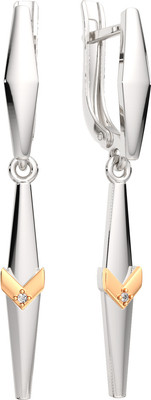 Серьги из серебра ZORKA 03D0013.G14K.ZZ (с золотой вставкой и бриллиантами)