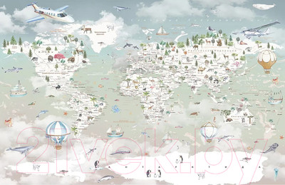 Фотообои листовые Citydecor Детская Карта мира 351 (400x260см)