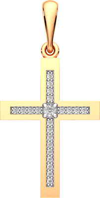 Крестик из розового золота ZORKA 440502.14K.R.REL (с фианитом)