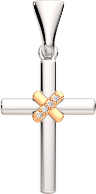 Крестик из серебра ZORKA 04D0008.G14K (с золотой вставкой и бриллиантом)
