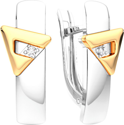 Серьги из серебра ZORKA 03D0026.G14K.ZZ (с золотой вставкой и бриллиантами)