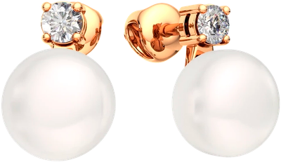 Серьги из розового золота ZORKA 310667.9K.R.SP (с жемчугом и фианитами)