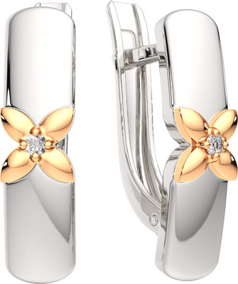 Серьги из серебра ZORKA 03D0070.G14K (с золотой вставкой и бриллиантами)