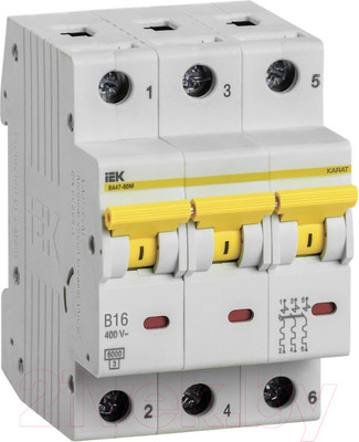 Выключатель автоматический IEK ВА47-60M 3Р 16А 6кА B / MVA31-3-016-B