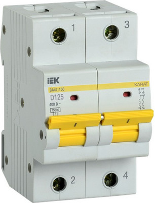 Выключатель автоматический IEK ВА47-150 2Р 125А 15кА D / MVA50-2-125-D