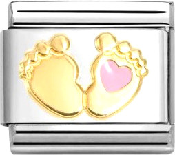 Звено для браслета NominatioN Детские пятки с розовым сердцем 030272/85