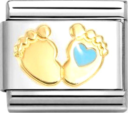 Звено для браслета NominatioN Детские пятки с голубым сердцем 030272/86