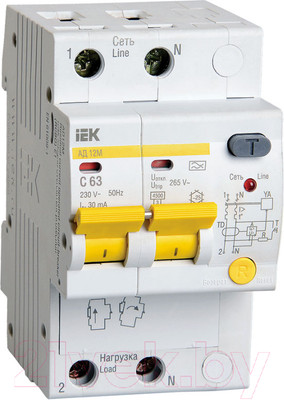 Дифференциальный автомат IEK АД12М 2Р С63 30мА / MAD12-2-063-C-030