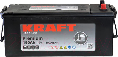 Автомобильный аккумулятор KrafT Premium Евро / 195G51R. (190 А/ч)
