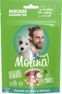 Лакомство для собак Molina Канапе из утки и яблока / 4948 (50г)