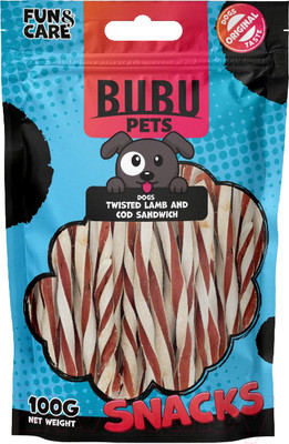 Лакомство для собак Bubu Pets Сэндвич с бараниной и треской, твистер / PS0076 (100г)
