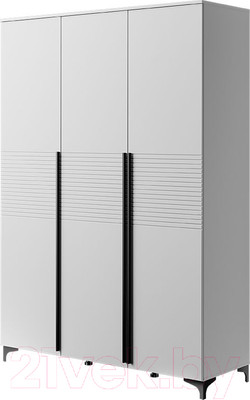 Шкаф Bravo Мебель Брента ШР-3 (белый снег/лак белый)