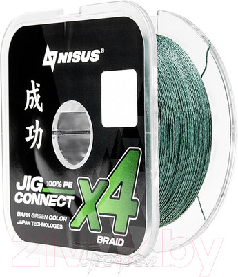 Леска плетеная Nisus Jig Connect X4 PE Dark Green 3.0 0.28mm / T-N-JC-X4-0.28-150-DG (150м)