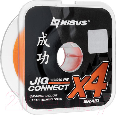 Леска плетеная Nisus Jig Connect X4 PE Orange 0.6 0.12mm / T-N-JC-X4-0.12-150-O (150м)