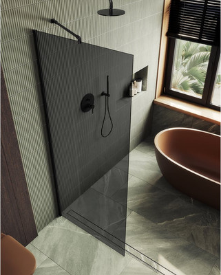 Душевая стенка MaybahGlass 89x195 / MGD-693-6ш (графитовое стекло/черный)