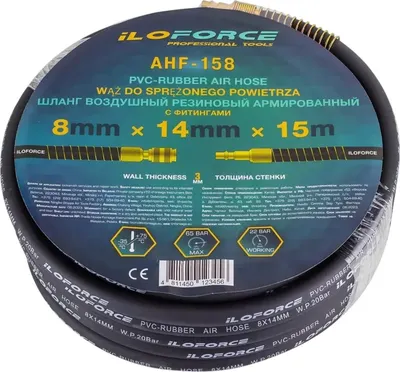 Шланг для компрессора ILOforce Резиновый воздушный армированный с фитингами IF-AHF-158