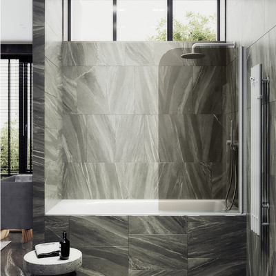 Стеклянная шторка для ванны MaybahGlass MGV-601-1 (бронзовое стекло/белый матовый)