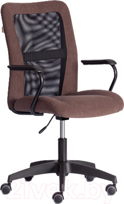 Кресло офисное Tetchair Staff флок/ткань (коричневый/черный, 6/W-11)