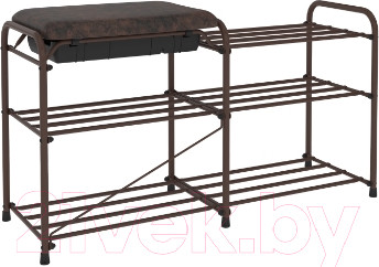 Полка для обуви ЗМИ Альфа 33 с сиденьем и ящиком / ПДОА33СЯ (коричневый)