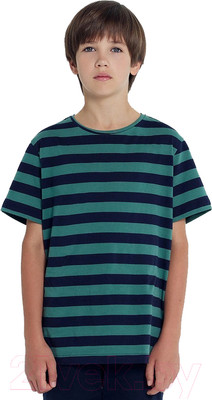 Футболка детская Mark Formelle 113432 (р.110-56, зелено-синяя полоска)