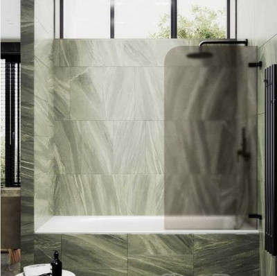 Стеклянная шторка для ванны MaybahGlass MGV-647-6 (бронзовое матовое стекло/черный)