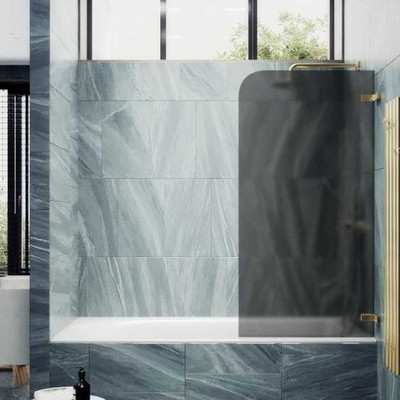 Стеклянная шторка для ванны MaybahGlass MGV-649-3 (графитовое матовое стекло/золотой)