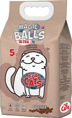 Наполнитель для туалета For Cats Magic Balls Ultra комкующийся с ароматом кофе / TUZ908 (5л)