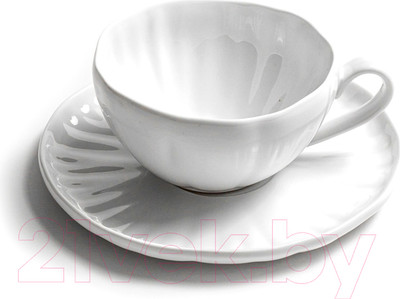 Чашка с блюдцем Stenova Home Lotus 61411131 (белый)