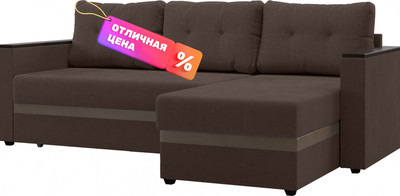 Диван угловой Mio Tesoro Атланта Лайт 111 (Savana Chocolate/Ecostile Chocolate)
