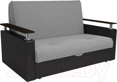 Диван Mebel-Ars Шарк 140 (рогожка серый/экокожа черный)