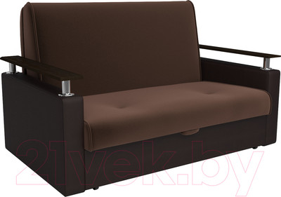 Диван Mebel-Ars Шарк 140 (рогожка шоколад/экокожа коричневый)