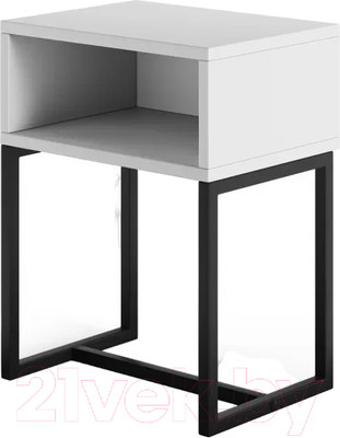 Прикроватная тумба Monofix С металлическими опорами (белый/черный)