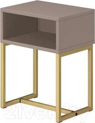 Прикроватная тумба Monofix С металлическими опорами (капучино/золото)