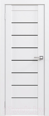 Дверь межкомнатная Юни Амати 01 80x200 (белая шагрень/стекло черное)